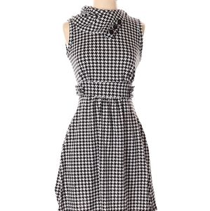 Monteau Houndstooth Fit and Flare Dress